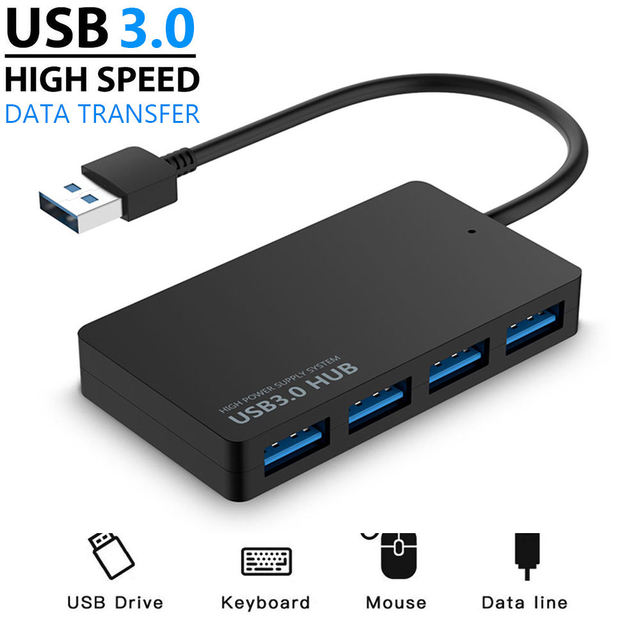 Portable 4 in 1 High Speed Usb 3 .0 Por Expander Hub 4 Usb Multiport Adapter Splitter Usb Smart Hub for Laptop Pc Accessories