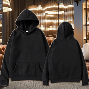 Sweat-shirt polaire à capuche oversize vintage anti-boulochage pour femme avec poche logo avant 100 % polyester pour tenue décontractée hivernale - Product Image 2