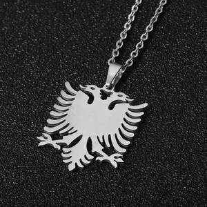 Mode Acier Inoxydable Albanie Aigle Drapeau Collier Plaqué Or 18K Personnalisé <span class=keywords><strong>la</strong></span> <span class=keywords><strong>République</strong></span> d'Albanie Drapeau Carte Pendentif Collier - Product Image 5