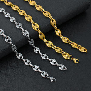 Vente en gros de bijoux en acier inoxydable de 7mm chaîne de <span class=keywords><strong>maille</strong></span> de graine de <span class=keywords><strong>café</strong></span> en argent rose noir plaqué or dans les occasions de mariage de fête chrétienne - Product Image 6
