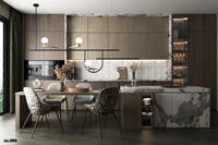Ensemble d'unités de cuisine de luxe en contreplaqué à surface solide, meuble d'angle moderne, armoire murale de cuisine avec système de levage