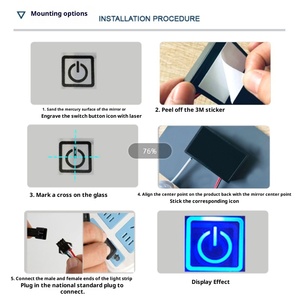 Miroir de salle de bain intelligent intégré avec interrupteur à capteur 12V 1A LED à gradation progressive tactile, miroir de courtoisie avec diffusion en direct - Product Image 4