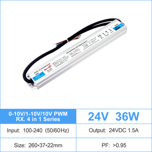 ไดรเวอร์ LED กันน้ำ IP67 CV 0-10V/1-10V/10V PWM/Rx ปรับหรี่แสงได้ 36-200W 100-240V/170-264V AC DC 12V 24V สำหรับกล่องไฟ LED - Product Image 2