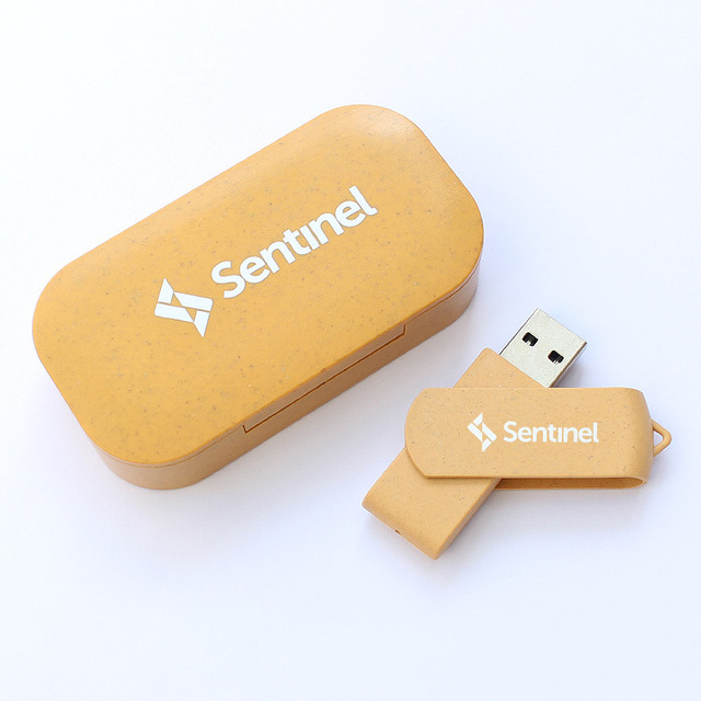 Hot Sell Eco Friendly Wheat Straw Biodegradable USB Flash Drive Custom logo U Memory Disk for Business Gifts