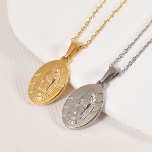 Mode Vierge Marie Collier 18K Plaqué Or En Acier Inoxydable Chrétien Bijoux Mère <span class=keywords><strong>De</strong></span> Dieu Guadalupe Collier pour Femmes - Product Image 5