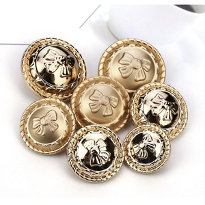 Custom Engraved Round Alloy Buttons With Gold Metal Shank Wholesale Plated and Embossed Design for Sewing by Hand - Product Image 1