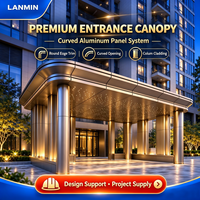 Auvent d'entrée de bâtiment en panneaux d'aluminium courbés, revêtement en aluminium pour projet d'auvent de porte principale d'hôtel ou de centre commercial