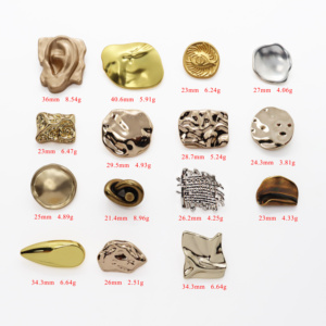<span class=keywords><strong>Boutons</strong></span> en métal personnalisés pour vêtements de forme irrégulière, grand bouton doré de <span class=keywords><strong>haute</strong></span> qualité avec tige en alliage de zinc pour manteau de femme - Product Image 2