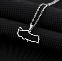 Collier en acier inoxydable avec pendentif en forme de carte de la Tunisie couleur acier, série cartes nationales, drapeau du pays, cadeau souvenir tendance