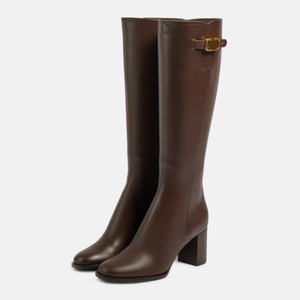 Large Size 46 Solid Wide Fit Women's Knee High Boots Ladies Chunky High <b>Heels</b> Shoes <b>Round</b> <b>Toe</b> Side Zipper Long Booties - Product Image 6