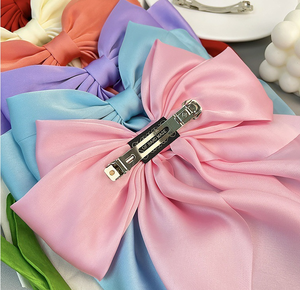 Nouvelle Pince à <span class=keywords><strong>Cheveux</strong></span> Grande Nœud Papillon en Chiffon pour Femme, <span class=keywords><strong>Barrette</strong></span> à Nœud Papillon en Satin Couleur Unie, Accessoire <span class=keywords><strong>Cheveux</strong></span> pour Queue de Cheval - Product Image 3