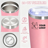 Gobelet isotherme populaire de 20 oz à double paroi, sans BPA, avec logo gravé personnalisé, tasse à café anti-fuite pour voyage en extérieur