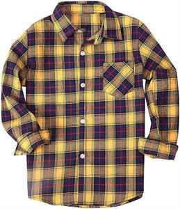 Chemises en flanelle pour garçons, classique et décontracté, chemises à carreaux pour enfants, <span class=keywords><strong>Blouse</strong></span> d'école pour enfants - Product Image 2