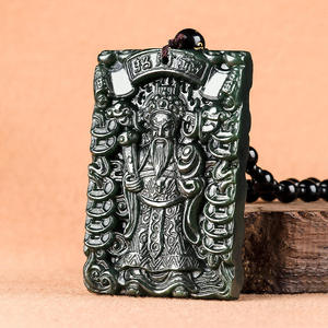 Pendentif en Jade Naturel de Hotan, Marque le Dieu de la Richesse, Pendentif en Jade de Haute Qualité pour Homme, Cadeau avec Certificat d'Expertise C073 - Product Image 3
