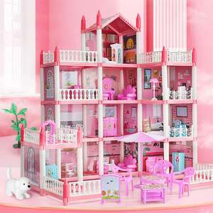 Bricolage pour enfants princesse maison de poupée cadeau d'anniversaire pour petites filles Mini jouet Simulation scène rêve château Villa lumière plastique - Product Image 6