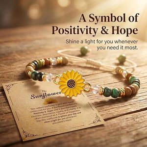 Braccialetto Artigianale Intrecciato Girasole con Pietre Naturali, Gioiello Regolabile, Regalo Ispirazionale per Mamma e <span class=keywords><strong>Zia</strong></span> - Product Image 3