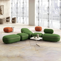 Ensemble de fauteuils modulaires écologiques modernes en tissu vert avec ottoman pour la maison, le bureau et l'usage commercial