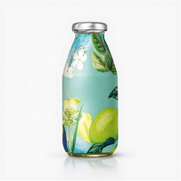 Bouteilles de boissons en verre plat personnalisées de 16 oz (500 ml) rechargeables avec bouchons pour la tequila et les jus, bouteilles en verre personnalisées
