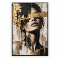 Peinture sur toile texturée de portrait de femme couleur or, art mural abstrait moderne pour la décoration de hall d'hôtel, chambre à coucher, bureau
