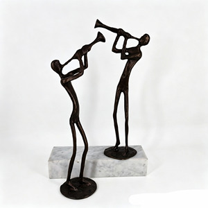Sculptures abstraites de lecteur de musique en cuivre, ensemble de figurines de <span class=keywords><strong>trompettiste</strong></span>, décoration d'intérieur, articles de décoration de luxe, cadeau artisanal - Product Image 4