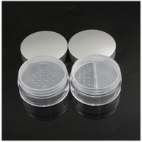 Pot de maquillage vide en argent de 50ml, boîte de poudre transparente en plastique, pot de poudre libre, pot d'emballage cosmétique avec tamis