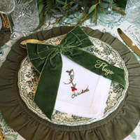 Serviettes en lin personnalisées avec monogramme de Noël, bordure à points de croix, broderie initiale personnalisée, serviettes écologiques faites à la main