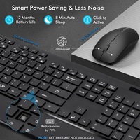 Ensemble clavier et souris multimédia sans fil, 2.4Ghz, USB ultra fine, vente en gros, pour le bureau