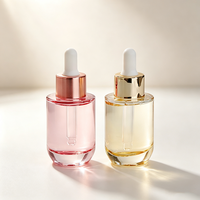 Flacon compte-gouttes rond en verre transparent sérigraphié à fond épais de 15 ml, 30 ml, 50 ml, sans diffuseur à bâtonnets, pour huiles essentielles, sérums et soins de la peau