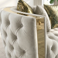 Ensemble de canapés sectionnels en tissu velours capitonné de style nordique de luxe - Design moderne, pieds en bois massif, blanc, appartement, hôtel, salon