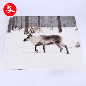 ผ้าห่มขนแกะพิมพ์ลายหมาป่าสีขาวแบบกำหนดเอง ผ้าห่มขนแกะฟลานเนลเชอร์ปา - Product Image 1