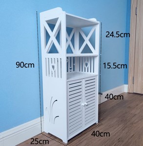 Bathroom 90cm 3 Layers PVC Corner Cabinet with Door <strong>Thin</strong> Toilet Storage <strong>Shelf</strong> for Paper Holder Freestanding Floor Storage Rack - Product Image 6