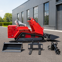 Mini-chargeuse compacte sur chenilles Ride, transpalette compacte, déplaceur de terre, godet de 0,2 m³, système entièrement hydraulique pour la construction