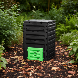 Compostador de jardín negro de 450L con puertas correderas, aireador manual para uso en exteriores - Product Image 2