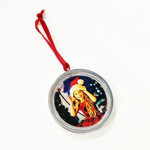 Adorno Navideño Colgante de Sublimación por Transferencia de Calor Blanco de 85 mm, Plástico + Madera MDF, Redondo, en Blanco, para DIY - Product Image 4