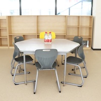 Table et chaises de cantine scolaire pliables à 12 places en MDF avec surface en HPL