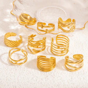 Fashion <b>Rings</b> Women's Geometric Irregular Open Design 18k Gold Plated Stainless Steel Jewelry Gift Occasion - Product Image 1