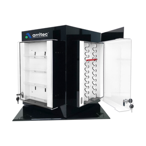 Cartoleria personalizzata 4 lati rotanti in acrilico <span class=keywords><strong>penna</strong></span> <span class=keywords><strong>stilografica</strong></span> espositore bottiglia di inchiostro Stand di visualizzazione con serratura - Product Image 3