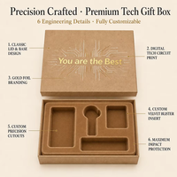 Boîte cadeau en papier kraft recyclé écologique, emballage rigide de luxe en carton avec insert en blister en velours pour l'électronique