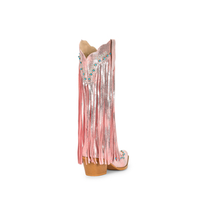 <span class=keywords><strong>Stivali</strong></span> da Cowgirl WETKISS OEM con Strass Blu, <span class=keywords><strong>Tacco</strong></span> Alto, Altezza al Ginocchio, <span class=keywords><strong>Stivali</strong></span> Metallici Rosa con Frange - Product Image 5