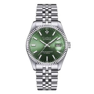 <span class=keywords><strong>Cadisen</strong></span> 8053, relojes de pulsera mecánicos automáticos de lujo con logotipo personalizado para hombre, Correa plateada de acero inoxidable, reloj de fecha de negocios para hombre - Product Image 1