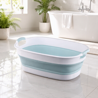 Panier à linge pliable grande capacité en PP et TPR avec trou de drainage, poignée portable, bassin pliable durable pour la maison et le bain des animaux