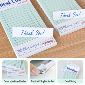 6.75x3.5 Inch Green Numbered Guest Check Pads 50 Sheets Per Pad - Product Image 4