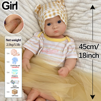 Vente en gros de poupées reborn en silicone avec des yeux brillants de 45 cm, ensemble complet d'accessoires, emballage personnalisé pour les revendeurs, achat en gros