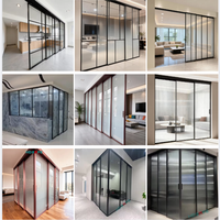 Hôtel de luxe aluminium porte coulissante appartement villa bureau porte intérieure en verre fermeture en douceur télescopique porte coulissante en verre usine