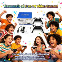 Konsol Game TV Arcade M15 4K PSP PS1 dengan 2 Kontroler Nirkabel, Terpasang Lebih dari 20.000+ Game untuk Anak-anak dan Remaja
