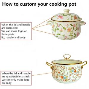 Ensemble de casseroles <span class=keywords><strong>en</strong></span> fonte émaillée ronde avec couvercle <span class=keywords><strong>en</strong></span> verre, logo <span class=keywords><strong>en</strong></span> décalcomanie <span class=keywords><strong>haute</strong></span> température multicolore, vaisselle <span class=keywords><strong>en</strong></span> émail - Product Image 5