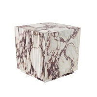 Marbre poli de design italien moderne pour table à manger et table basse, taille personnalisée, carré blanc et violet, pour usage intérieur en villa