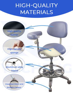 Tabouret ergonomique pour médecins, dentistes, infirmières, assistants, avec accoudoir rotatif à 360°, hauteur réglable, cuir PU et microfibre - Product Image 5