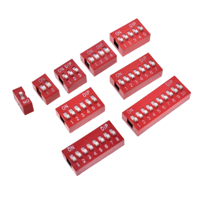 2.54mm Pitch Code Switch 2/3/4/5/6/8/10P Bit Inline Flat Dial DIP Switch