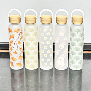 <span class=keywords><strong>Bouteille</strong></span> <span class=keywords><strong>d</strong></span>'<span class=keywords><strong>eau</strong></span> <span class=keywords><strong>en</strong></span> <span class=keywords><strong>verre</strong></span> givré transparent de 18 oz avec poignée, verrerie imprimée sur toute la <span class=keywords><strong>surface</strong></span> pour le bureau ou les voyages - Product Image 2